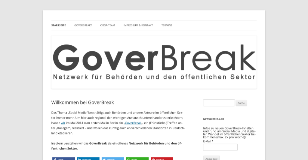 Ein Screenshot der GoverBreak-Website