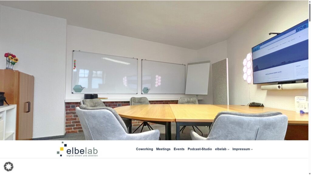 Screenshot der Website des elbelab – Coworking Space in Wittenberge